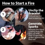 aZengear Paracord Survival Bracelet (2 Pack) | Flint Steel Fire Starter, Whistle, Compass, Hiking Accessories, Wild Camping Equipment Kit, Bushcraft, Emergency (Black and Orange) - Image 5