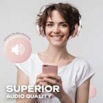 PowerLocus Wireless Bluetooth Over-Ear Stereo Foldable Headphones, Wired Headsets Noise Cancelling with Built-in Microphone for iPhone, Samsung, LG, iPad (Rose Gold) - Image 4