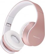 PowerLocus Wireless Bluetooth Over-Ear Stereo Foldable Headphones, Wired Headsets Noise Cancelling with Built-in Microphone for iPhone, Samsung, LG, iPad (Rose Gold) - Image 5