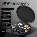 ZALUJMUS Multifunctional Data Cable Storage Box Adaptor for IOS Devices, USB-C and Micro-USB Devices Universal Data Transfer Cable (Black) - Image 3