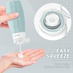 Redfly 4 Pack Silicone Travel Bottles for Toiletries - TSA Approved LeakProof Holiday Travel Essentials, BPA Free Squeezable Containers for Shampoo & Conditioner with Clear Bag & Labels (Gray) - Image 4