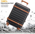Luggage Sets 3 Piece with Spinner Wheels, Lightweight PC Hardside Suitcase with TSA Lock & YKK Zippers, 20 Inch Carry On Luggage with Travel Bag for Men and Women, Grey, Black, 3 Piece Set - Image 6