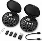 2PCS Multi USB Charger Adapter Kit, Multi USB Adapter Cable Kit, USB Type-C, Micro USB, and Adapter Set, Portable USB Adapter Kit for Travel, Data Transfer, Charging, and SIM Card Storage (Black) - Image 2