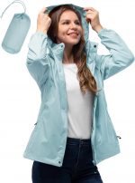 33,000ft Women's Rain Jacket Waterproof Lightweight Packable Raincoat with Hood for Golf Hiking Travel Windbreaker - Image 2