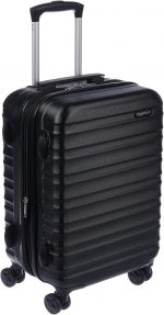 Amazon Basics Hard Shell Small Suitcase - Expandable ABS Hand Luggage with 4 Double Spinner Wheels - Scratch Resistant and Lightweight Construction - 55 x 37.5 x 25.5cm - Black - Image 2