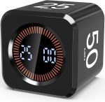 Pomodoro Timer Cube Visual Productivity Flip Timer for Kids Classroom Desk, 5/10/25/50min& Custom Countdown, Silent&Sound Mode Digital Cube for ADHD Study Work School Game Kitchen (Black) - Image 2