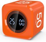 Pomodoro Timer Cube Visual Productivity Flip Timer for Kids Classroom Desk, 5/10/25/50min& Custom Countdown, Silent&Sound Mode Digital Cube for ADHD Study Work School Game Kitchen (Orange) - Image 2