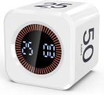 Pomodoro Timer Cube Visual Productivity Flip Timer for Kids Classroom Desk, 5/10/25/50min& Custom Countdown, Silent&Sound Mode Digital Cube for ADHD Study Work School Game Kitchen (White) - Image 2