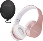 PowerLocus Wireless Bluetooth Over-Ear Stereo Foldable Headphones, Wired Headsets Noise Cancelling with Built-in Microphone for iPhone, Samsung, LG, iPad (Rose Gold) - Image 2