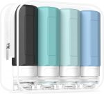 Redfly 4 Pack Silicone Travel Bottles for Toiletries - TSA Approved LeakProof Holiday Travel Essentials, BPA Free Squeezable Containers for Shampoo & Conditioner with Clear Bag & Labels (Gray) - Image 2