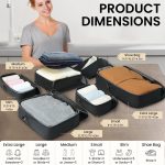 6 Set Compression Packing Cubes Travel Expandable Packing Organizers (Black Mesh) - Image 3