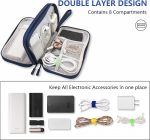 Teskyer Travel Cable Organiser Bag, Travel Essential, Navy Blue | Waterproof, Travel Electronics Organizer, Travel Accessories, Holiday Essentials for Men Women, 21.6 x 12.7 x 4.9 cm - Image 4