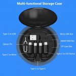 Multi USB Adapter Cable Kit, USB C to iOS Device Adapter Box, Conversion Set USB A & Type C to Male Micro/Type C/iOS Device for Data Transfer, Card Storage, Tray Eject Pin, Phone Holder-Black - Image 2