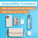 Impossibly Compact Travel Flushable Wipes - 99.5% Water and Aloe - Safe for Sensitive Skin - Travel Essentials for Adults, Kids & Babycare, Unscented, 8 Pack 48 Wipes - Image 2