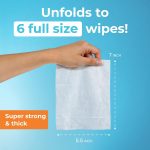 Impossibly Compact Travel Flushable Wipes - 99.5% Water and Aloe - Safe for Sensitive Skin - Travel Essentials for Adults, Kids & Babycare, Unscented, 8 Pack 48 Wipes - Image 3