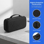 Electronics Organiser Bag, Rigid Travel Tech Pouch Bag with Handle, Waterproof Shockproof Cable Storage Case with Removable Dividers for Chargers, Cords, Power Bank, Hard Drive, Black - Image 3