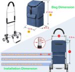 Replacement Bag for Grocery Cart/Shopping Cart - Waterproof Trolley Bags, for Aluminium Alloy Frame, 13inx9.5inx21.6in (Blue) - Image 2