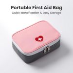 Pink Portable First Aid Kit, Mini Emergency Medical Bag, Travel Size, for Car, Home, Office, Travel, Camping, Sports, Outdoor, School - Emergency First Aid Supplies and Survival Kit - Image 2