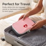 Pink Portable First Aid Kit, Mini Emergency Medical Bag, Travel Size, for Car, Home, Office, Travel, Camping, Sports, Outdoor, School - Emergency First Aid Supplies and Survival Kit - Image 4