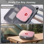 Pink Portable First Aid Kit, Mini Emergency Medical Bag, Travel Size, for Car, Home, Office, Travel, Camping, Sports, Outdoor, School - Emergency First Aid Supplies and Survival Kit - Image 5