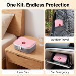 Pink Portable First Aid Kit, Mini Emergency Medical Bag, Travel Size, for Car, Home, Office, Travel, Camping, Sports, Outdoor, School - Emergency First Aid Supplies and Survival Kit - Image 6