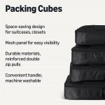 Amazon Essentials 4-Piece Packing Cubes Travel Accessories Set, Luggage Organiser with Double Zip, Mesh Top, Polyester, Large, Black (Previously Amazon Basics) - Image 2
