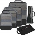 6 Set Compression Packing Cubes Travel Expandable Packing Organizers (Black Mesh) - Image 2