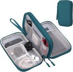 Arae Electronic Accessories Organizer, Travel Essentials Cable Bag with Double-Layer Storage for Cables, Cards, Chargers - Dark Green, M
