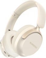 B8 Bluetooth Headphones Over Ear, 6 EQ Music Modes and 50H Playtime Deep Bass Wireless Headphones with Mic, Lightweight Folding HiFi Stereo Headset for iPad/Travel/Tablet/PC/Home Beige White