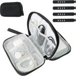 Electronics Accessories Organiser Bag Travel Cable Organiser Bag Black | 8 x 5 Inch Waterproof Double-Layer Tech Pouch Gadget Storage Bags for Cables Power Bank USB Drive Charger Earphone Hard Disk - Image 2