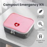 Pink Portable First Aid Kit, Mini Emergency Medical Bag, Travel Size, for Car, Home, Office, Travel, Camping, Sports, Outdoor, School - Emergency First Aid Supplies and Survival Kit