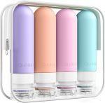Quatish Travel Bottles for Toiletries, Original Patented Leak Proof Travel Size Toiletries, 3 oz Tsa Approved Silicone Shampoo and Conditioner Bottles, Travel Essentials, 4 Pack, Pink - Image 2