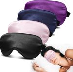 Super Soft Silk Sleep Mask, 100% Blackout for Sleeping (4 Packs) | Soft Satin Silk Eye Mask, Zero Eye Pressure, with Adjustable Strap, Breathable, Travel Eye Covers (Black, Pink, Blue, Purple) - Image 2
