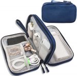 Teskyer Travel Cable Organiser Bag, Travel Essential, Navy Blue | Waterproof, Travel Electronics Organizer, Travel Accessories, Holiday Essentials for Men Women, 21.6 x 12.7 x 4.9 cm - Image 2