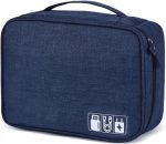 Travel Cable Organiser Bag, Electronics Tech Organizer Pouch Waterproof Padded Storage Case for Cables, Chargers, Hard Drives, Power Banks, Multi-Layer Carry Case for Travel and Office (Navy Blue) - Image 2