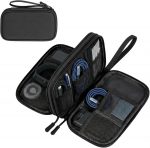 Travel Organiser Bag Electronics Accessories Organiser Bag Double-Layer & Waterproof Travel Storage Pouch 7.5 x 4.3 in Universal Carry Gadget Bag for Chargers, Tech Accessories, Black - Image 2