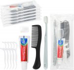 Travel Toothbrush Kit Bulk, Toothbrush Toothpaste Set, Hygiene Kit Bulk with Floss Picks, Comb, Protective Case, Individually Packaged, Suitable for Home, Travel, and Hotels (5-Pack) - Image 2