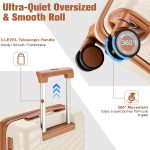 uggage Sets 3 Piece with Spinner Wheels, Lightweight PC Hardside Suitcase with TSA Lock & YKK Zippers, 20 Inch Carry On Luggage with Travel Bag for Men and Women, Beige, 3 Piece Set (20inch - Image 4