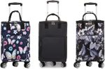 Collapsible Utility Cart Foldable Reusable Shopping Trolley Bag with Wheels and Telescoping Handle Water-Repellent Oxford Fabric Folding Grocery Cart (Fishtail Palm, M) - Image 2