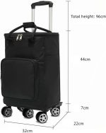 Collapsible Utility Cart Foldable Reusable Shopping Trolley Bag with Wheels and Telescoping Handle Water-Repellent Oxford Fabric Folding Grocery Cart (Fishtail Palm, M) - Image 3