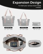 LONG VACATION Luggage Set 4 Piece Luggage Set ABS Hardshell TSA Lock Spinner Wheels Luggage Carry on Suitcase (Grey-Pink, 6 Piece Set) - Image 7