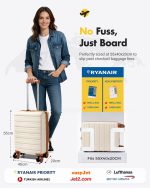 Lekesky Cabin Suitcase 55x40x20, Beige/Brown - Image 2