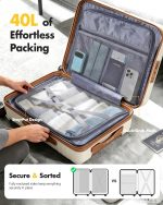 Lekesky Cabin Suitcase 55x40x20, Beige/Brown - Image 3