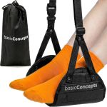BASIC CONCEPTS Airplane Foot Rest (Travel Comfortably), Perfect Foot Hammock for Airplane or Plane Travel - Black, Fabric, Aluminum Alloy Frame, Footrest, Adjustable