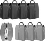 Shoe Bags 8 Pack Travel Shoe Bag Waterproof Shoe Storage Bags Travel Shoe Bags Organizer for Travel Storage and Home Use (Black, Gray)