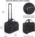 VANKEAN 17.3 Inch Rolling Laptop Bag for Men，Stylish Carry on Briefcase Laptop Case Water-Proof Overnight Rolling Computer Bag with RFID Pockets Laptop Bags for Travel/Work/School-Black - Image 2