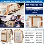Carry On Backpack, Travel Backpack, Beige, Large-25L, Travel - Image 2