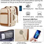 Carry On Backpack, Travel Backpack, Beige, Large-25L, Travel - Image 5
