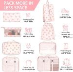 KPX 8 Set Packing Cubes for Travel, Luggage Packing Organizers Accessories Large Toiletries Bag for Clothes Shoes Cosmetics, 8Set-Pink Bow - Image 2