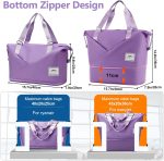 FIORETTO Womens Expandable Travel Bag Duffle Bag with Laptop Compartment, Water Resistant Gym Bag Weekend Bag Overnight Hospital Bag Holdall with Shoes Compartment & Wet Pocket Grey - Image 2